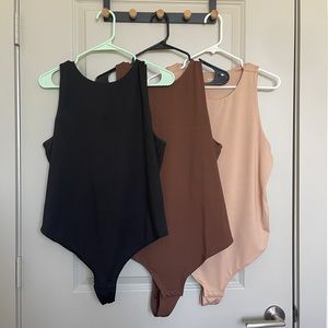 3 Bodysuit Thong Tank Tops - Size XL